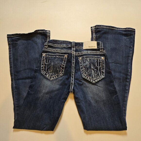 Grace In LA Jeans Easy Fit 25 Embroidered Western Cactus Boot Cut Denim Dark Pip - Picture 1 of 11